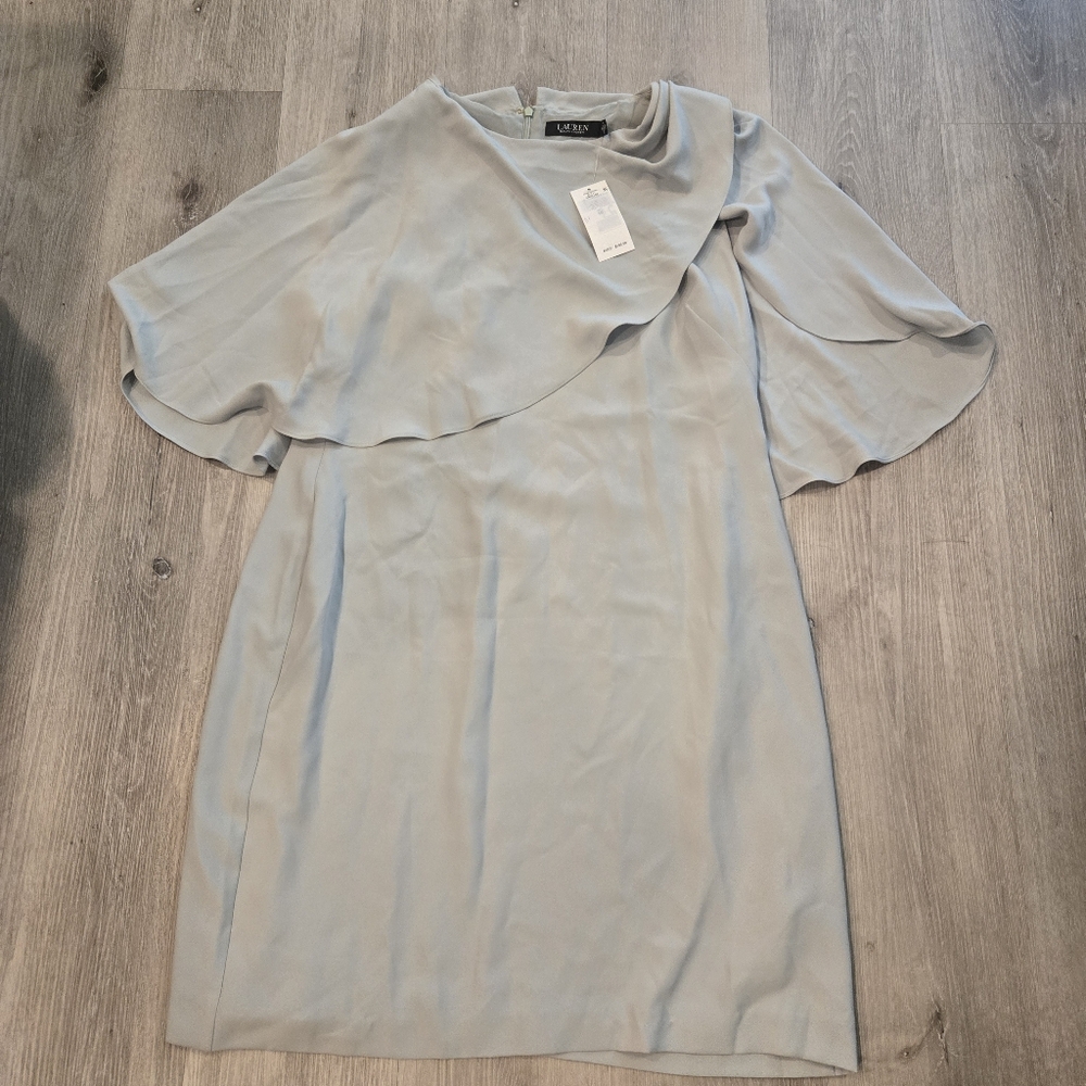 Lauren Ralph Lauren Soft Gray One Shoulder Dress